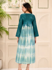 Women Handcrafted Tie & Dye Rayon A-Line Dress (W1731)