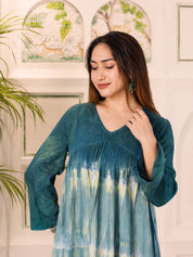 Women Handcrafted Tie & Dye Rayon A-Line Dress (W1731)