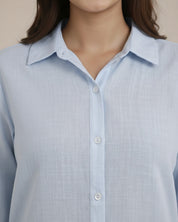 Women Rayon Slub Solid Spread Collar Regular Fit Shirt (W1740)