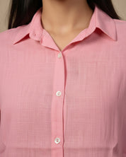Women Rayon Slub Solid Spread Collar Regular Fit Shirt (W1741)
