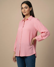 Women Rayon Slub Solid Spread Collar Regular Fit Shirt (W1741)