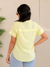 Women Rayon Solid Mandarin Collar Casual Regular Fit Top (W1742)