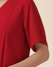 Women Rayon Slub Solid V-Neck Regular Fit Top (W1745)