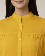 Women Rayon Slub Solid Mandarin Neck Regular Fit Shirt (W1746)