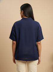 Women Rayon Slub Solid Spread Collar Regular Fit Shirt (W1748)