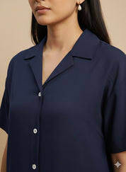 Women Rayon Slub Solid Spread Collar Regular Fit Shirt (W1748)