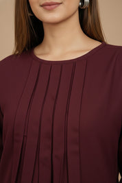 Women Rayon Slub Solid Round Neck Regular Fit Top (W1749)