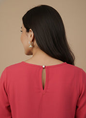 Women Rayon Slub Solid Round Neck Regular Fit Top (W1750)