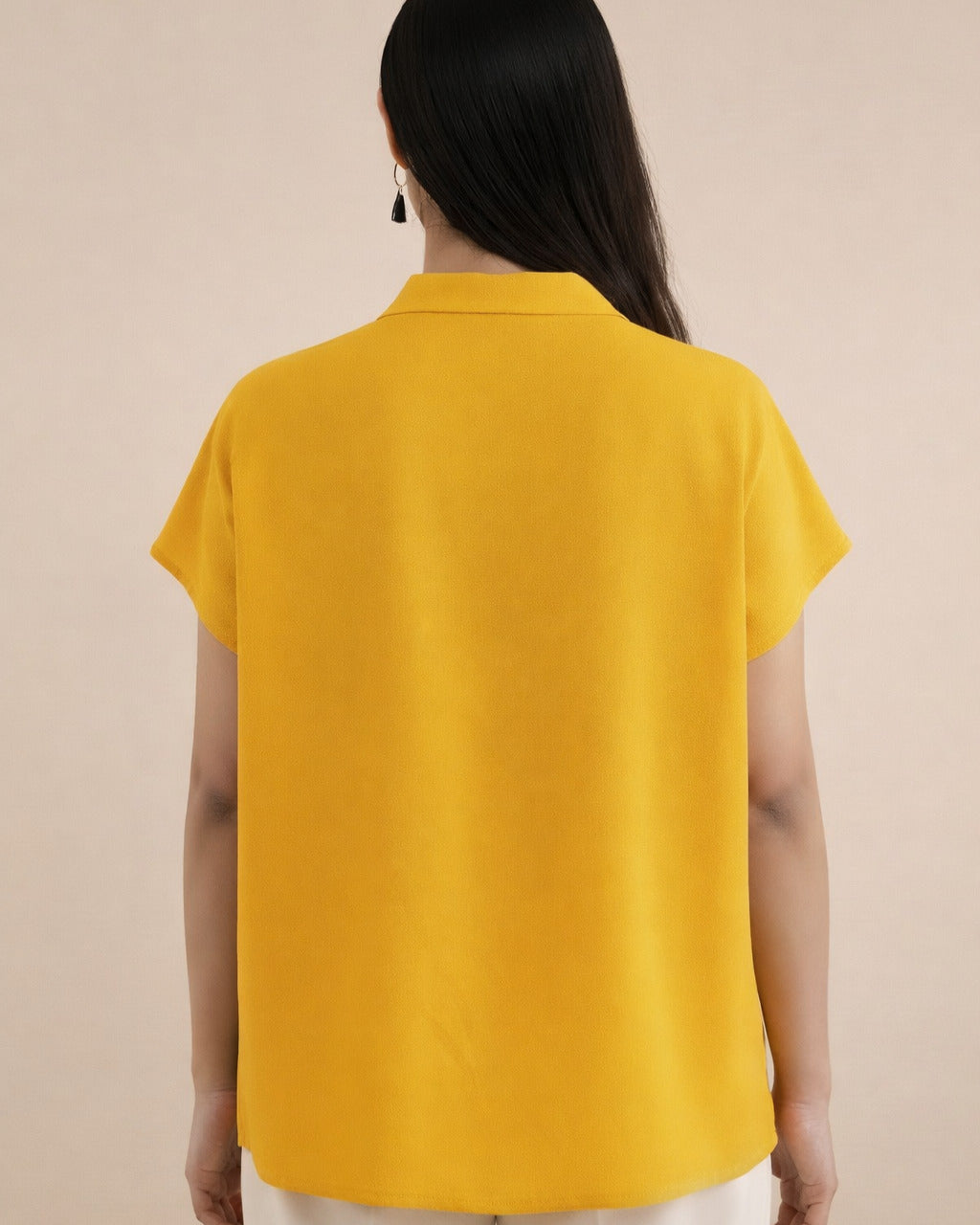 Women Rayon Slub Solid V-Neck Regular Fit Top (W1751)