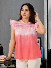 Women Cotton Tie & Dye Round Neck Casual Regular Fit Top (W1752)