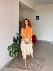 Women Handmade Tie & Dye Rayon Crepe Kaftan (W1755)