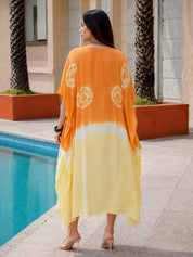 Women Hand Tie & Dye Rayon Crepe Kaftan (W1755)
