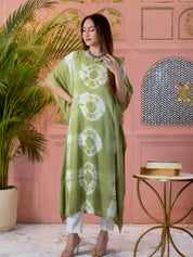 Women Hand Tie & Dye Rayon Crepe Kaftan (W1758)