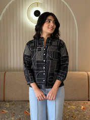 Women Cotton Slub Printed Regular Fit Shirt (W1763)