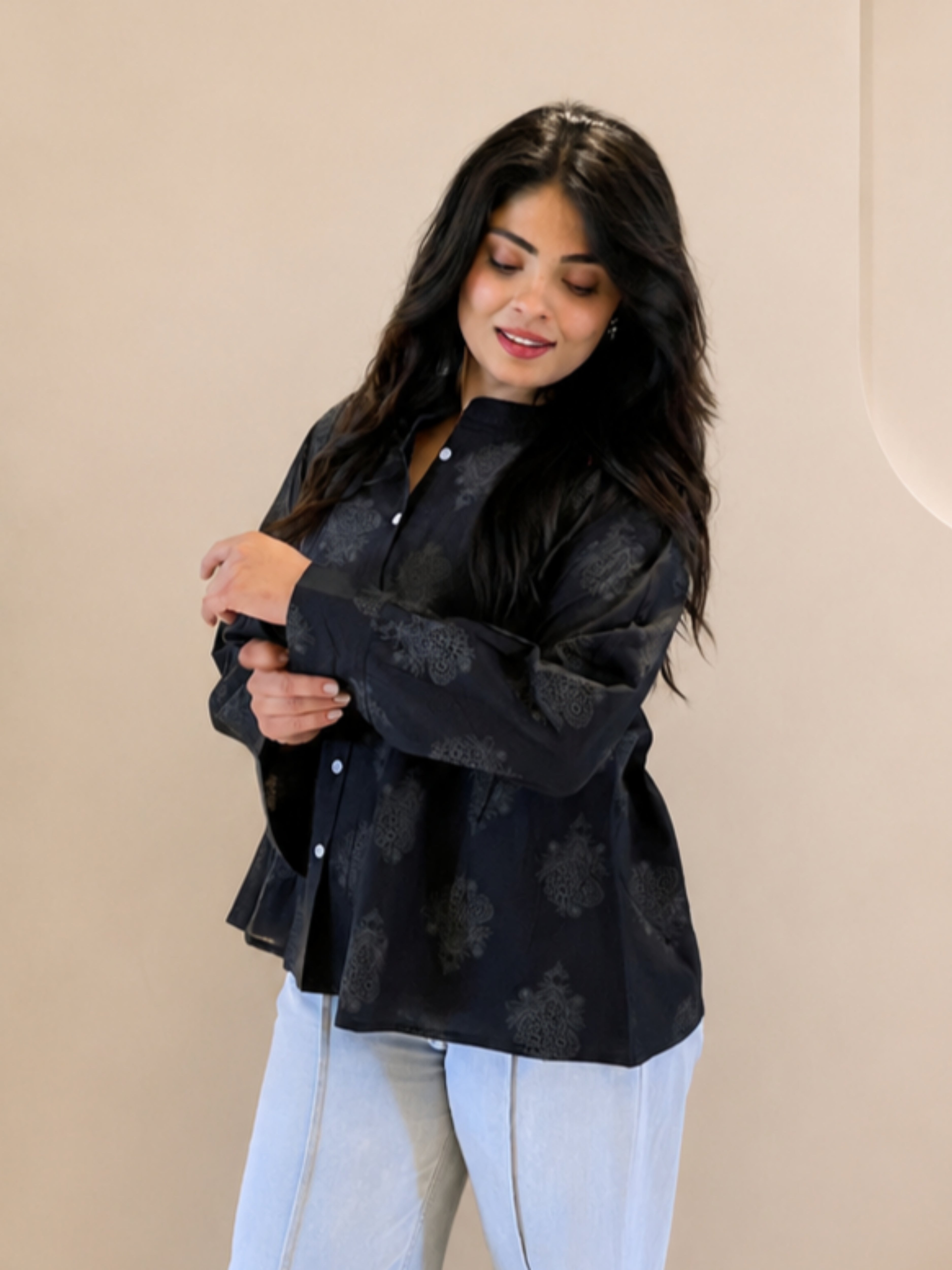 Women Cotton Printed Regular Fit Shirt (W1764)