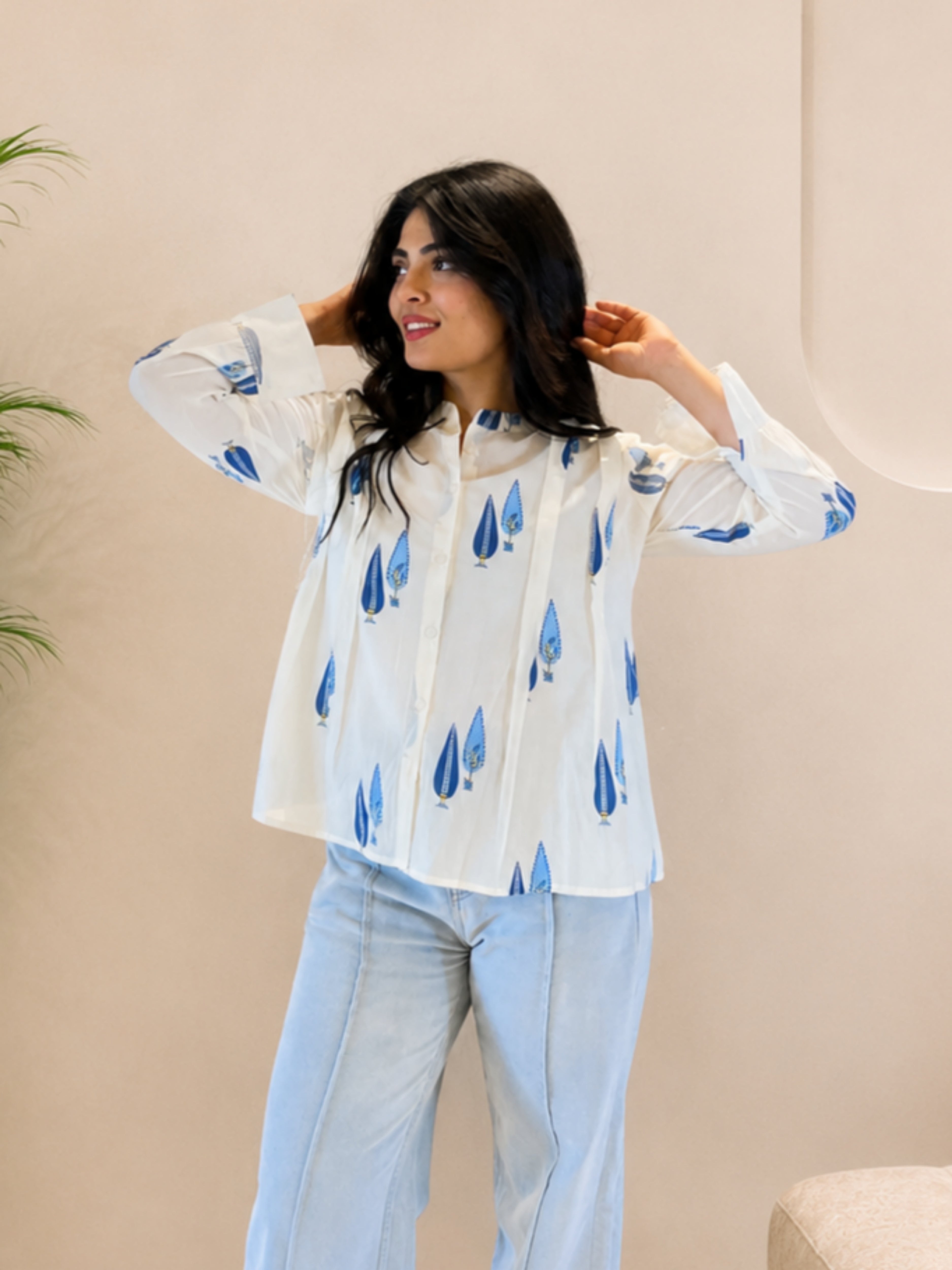 Women Cotton Printed Regular Fit Shirt (W1765)