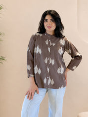 Women Cotton Slub Printed Regular Fit Shirt (W1766)