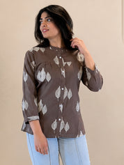 Women Cotton Slub Printed Regular Fit Shirt (W1766)