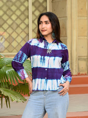 Women Rayon Staple Tie & Dye Spread Collar Regular Fit Shirt (W1774)