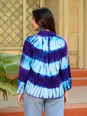 Women Rayon Staple Tie & Dye Spread Collar Regular Fit Shirt (W1774)