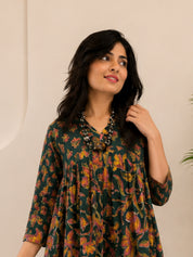 Women Cotton Floral Printed A-Line Dress (W1778)