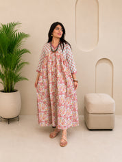 Women Cotton Floral Printed A-Line Dress (W1779)