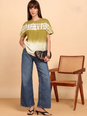 Women Hand Tie & Dye Cotton Casual Round Neck T-shirt (W1780)