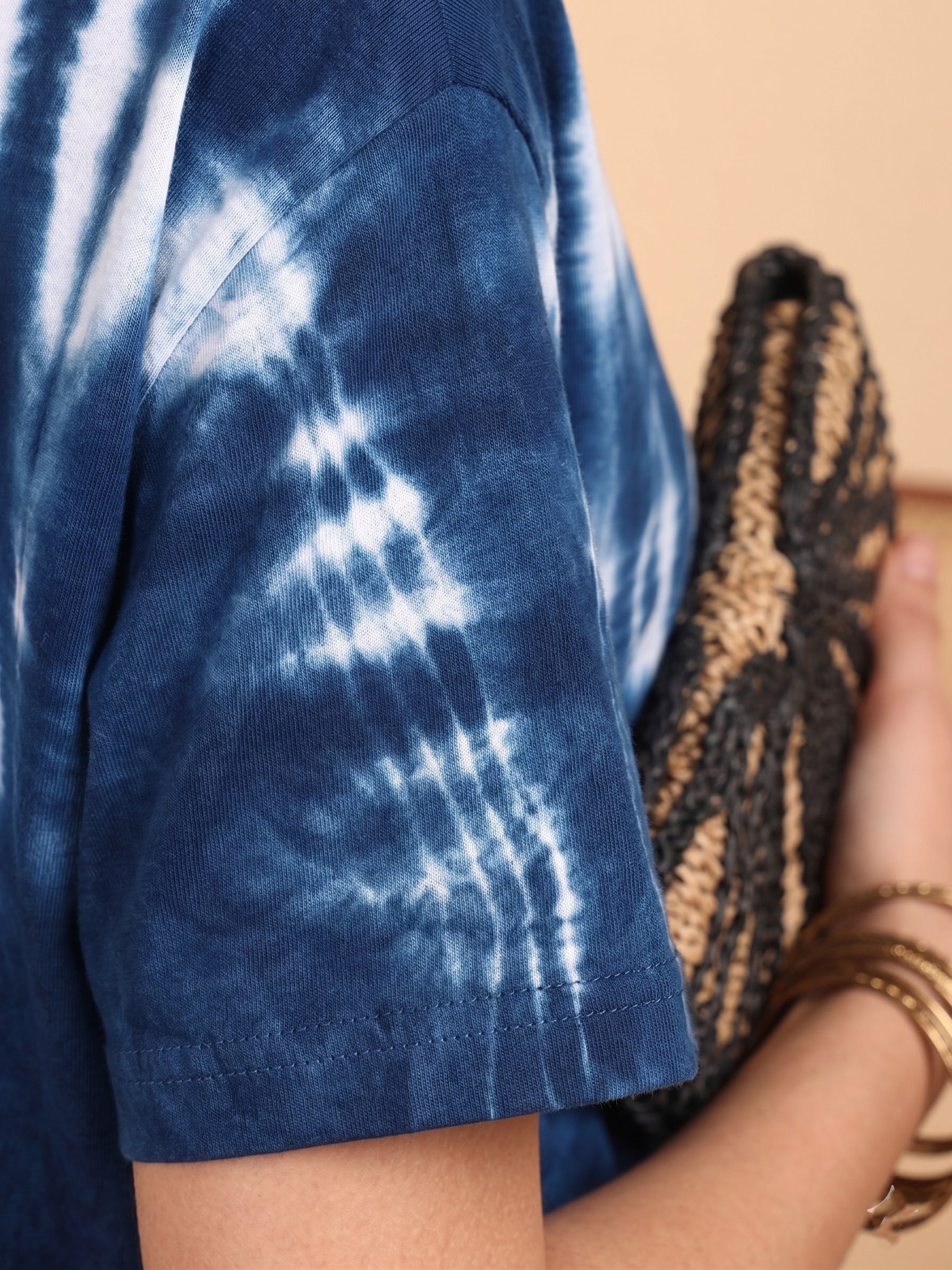 Women Hand Tie & Dye Cotton Casual Round Neck T-shirt (W1781)