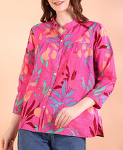 Pink Tie-Dye Crepe Loose Fit Shirt (W1566)