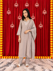 Maaesa Luxe Chiku Mulchanderi Festive Kurta Set | Kurta Bottom Dupatta (W10005)