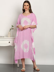 Women Tie & Dye Rayon Crepe Kaftan Dress (W1720)