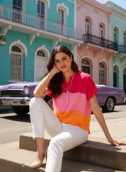 Hand Tie Dyed Multicolor Top for Women (W1525)