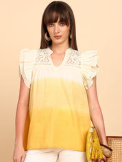 Women Cotton Tie & Dye V-Neck Regular Fit Top (W1776)