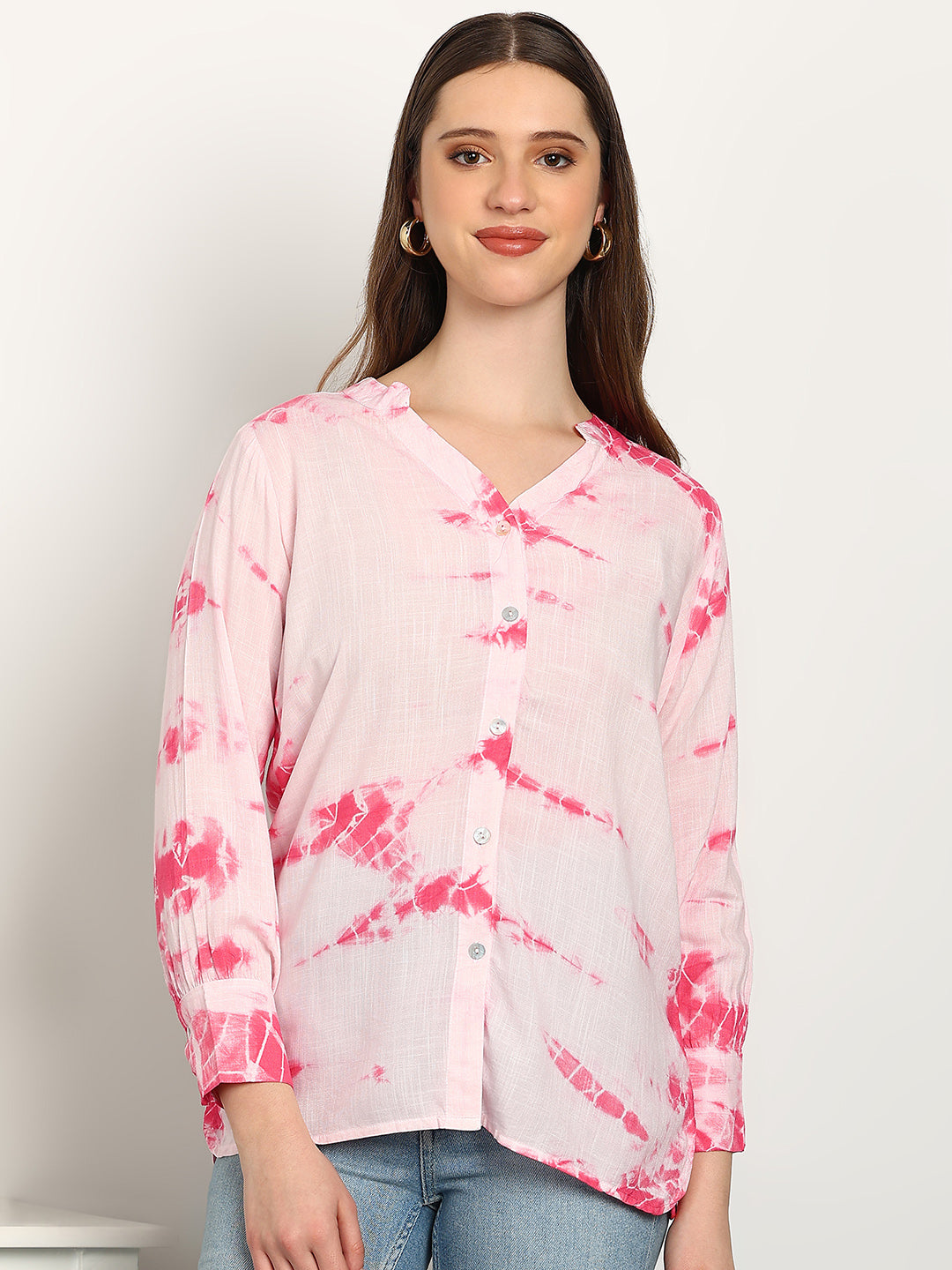 Women Rayon Tie & Dye Full Sleeve Casual Regular Fit Shirt (W1735)