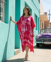 Rayon Crepe Tie Dye Pink Kaftan Kurta (W1123)