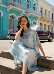 Rayon Hand Dyed Tie Dye Grey Kaftan (W1159)