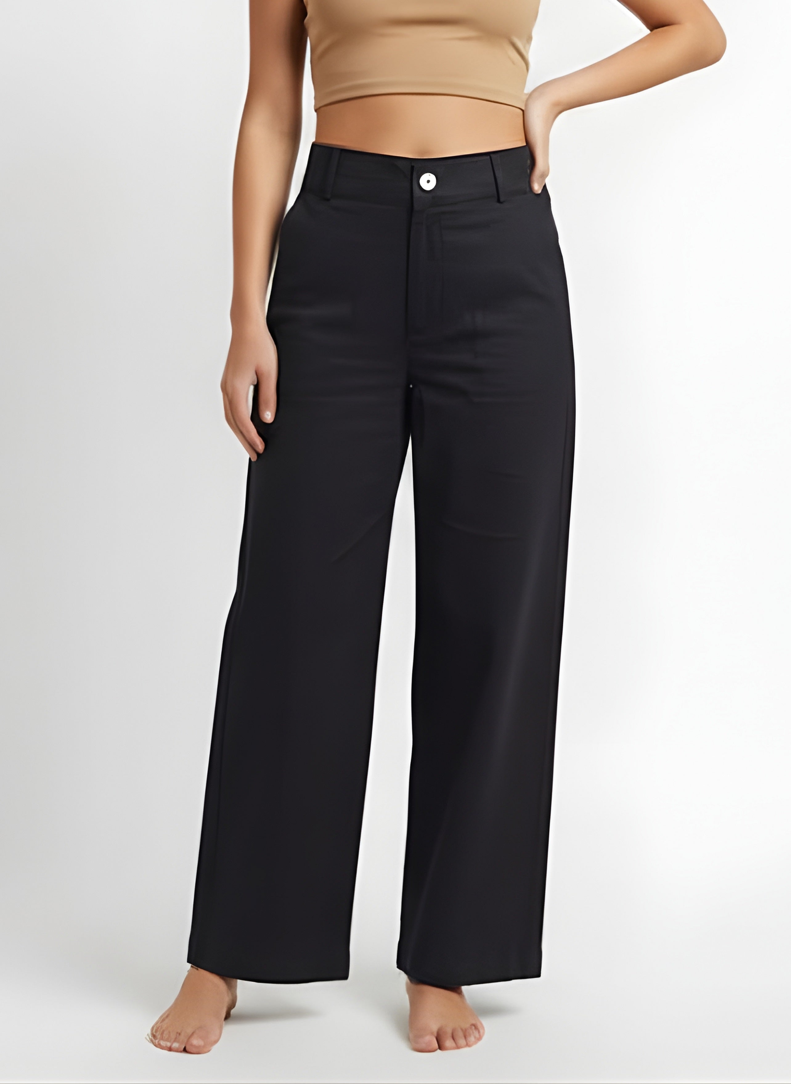 Cotton Solid Regular fit Casual Pant For Women (W1715)