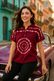 Tie Dyed Fitted Rayon Top for Women (W1463)