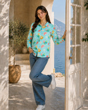 Women Casual Digital Printed Cotton Regular Fit Shirt (W1679)