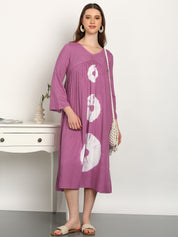 Women Hand Tie & Dye Rayon A-Line Dress (W1732)