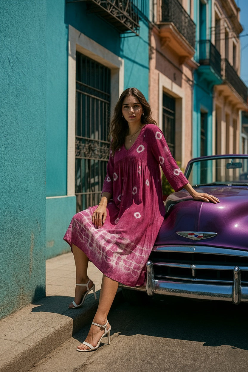 Hand Dyed Alia Cut Dress for Women (W1498)