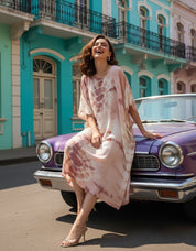 Rayon Hand Dyed Tie Dye Brown Kaftan (W1157)