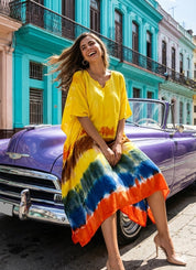 Rayon Crepe Tie Dye Kaftan Dress (W1202)