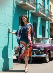 Rayon Crepe Tie Dye Multicolor Kaftan Kurta (W1124)