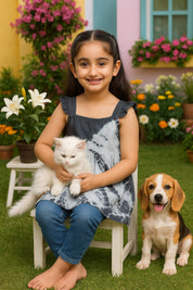 Hand Tie Dyed Frill Shoulder Top for Girls (K1006)