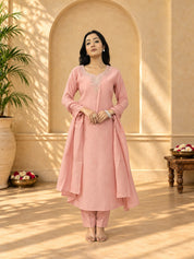 Jaipurhues Luxe Pink Mulchanderi Festive Kurta Set | Kurta Bottom Dupatta (W10010)