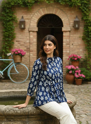 Women Casual Block Printed Cotton Regular Fit Shirt (W1674)