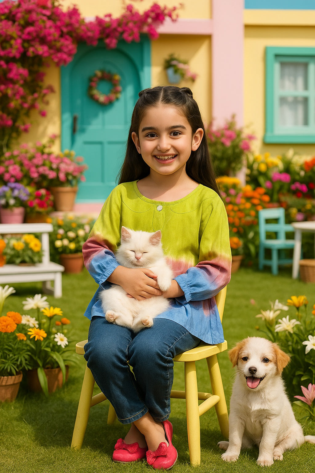 Hand Tie Dyed Shirt for Girls (K1001)