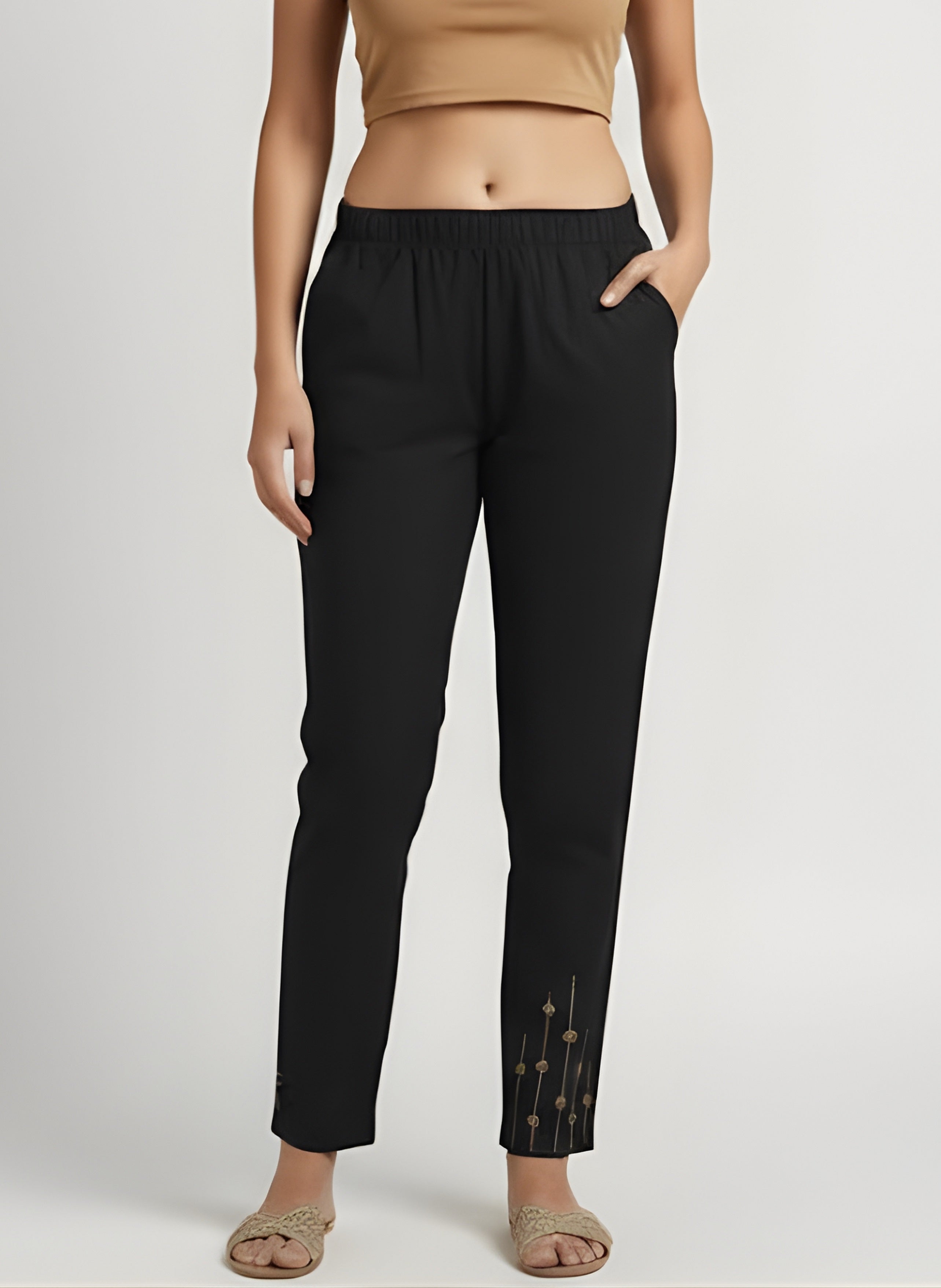 Cotton Solid Regular fit Casual Pant For Women (W1713)