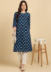Women Cotton Floral Printed Straight Kurta (W1736)